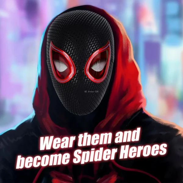 Máscara Electrónica 1:1 Spider-Man “Miles Morales” – Ojos Móviles + Anillo de Control