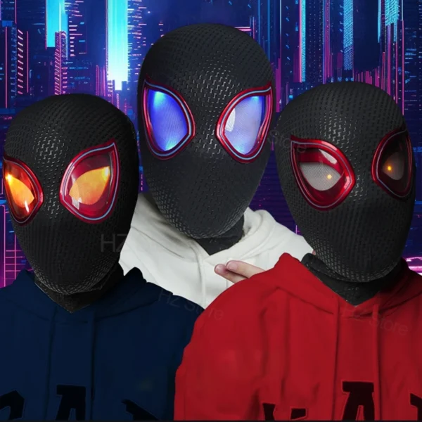 Máscara Electrónica 1:1 Spider-Man “Miles Morales” – Ojos Móviles + Anillo de Control