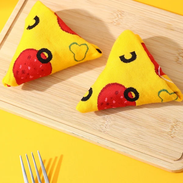 Pack de 4 Calcetas Unisex con Diseño de Pizza 🍕 | Divertidas y Coloridas para Otoño e Invierno