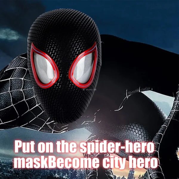 Máscara Electrónica 1:1 Spider-Man “Miles Morales” – Ojos Móviles + Anillo de Control
