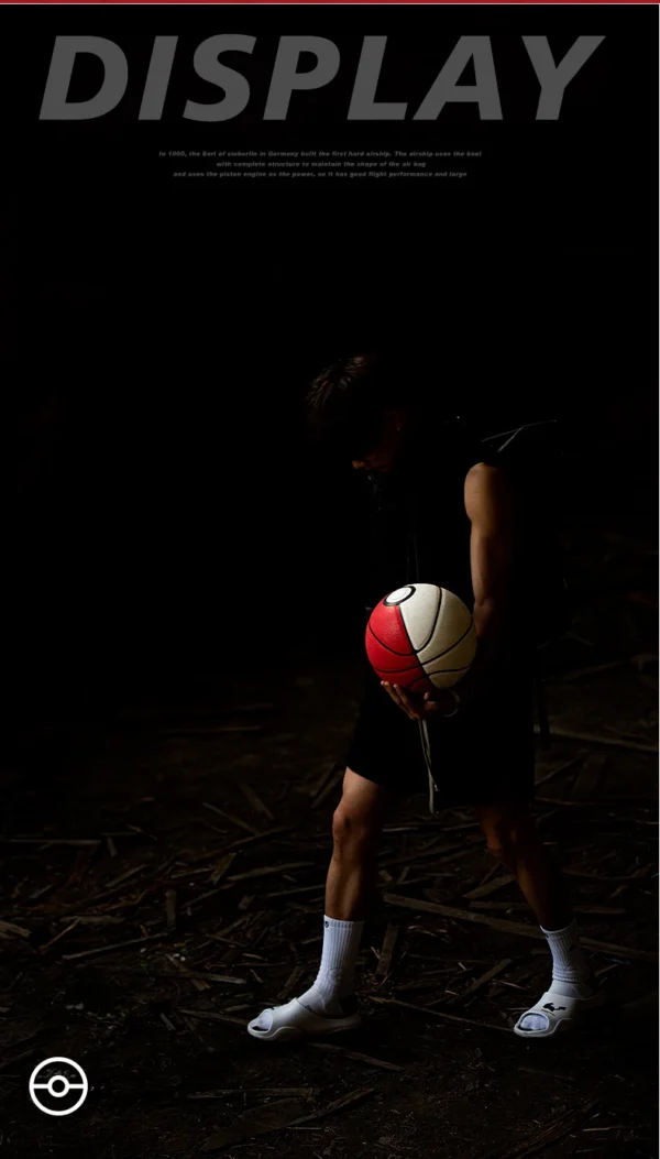 Balón de Baloncesto Pokebola Clásica Blanco y Rojo Talla 7 | 4 Capas, Uso Interior y Exterior