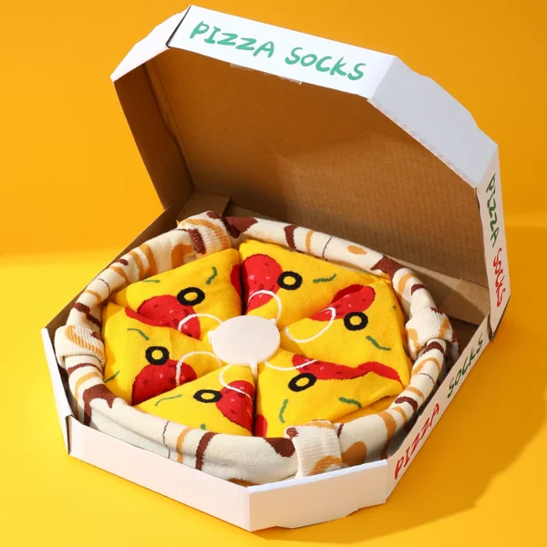 Pack de 4 Calcetas Unisex con Diseño de Pizza 🍕 | Divertidas y Coloridas para Otoño e Invierno