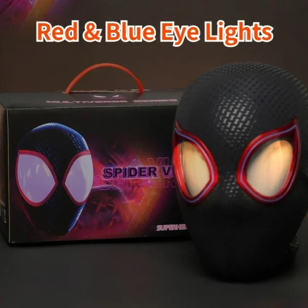 Máscara Electrónica 1:1 Spider-Man “Miles Morales” – Ojos Móviles + Anillo de Control