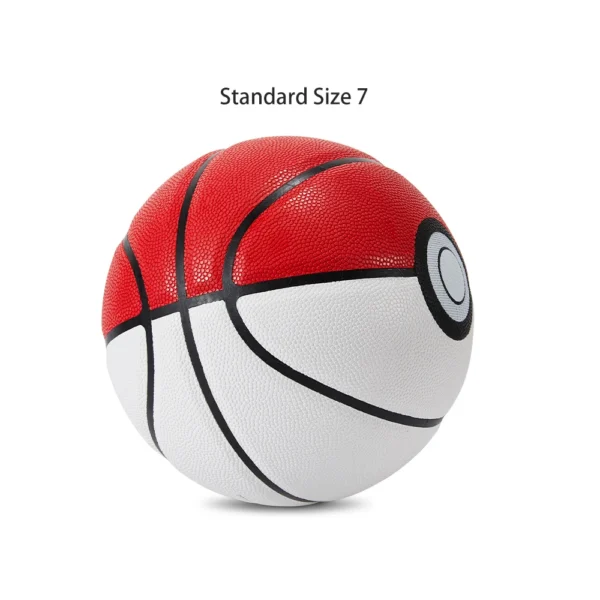 Balón de Baloncesto Pokebola Clásica Blanco y Rojo Talla 7 | 4 Capas, Uso Interior y Exterior