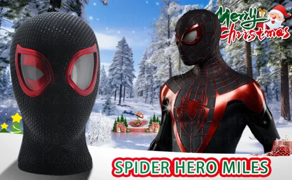 Máscara Electrónica 1:1 Spider-Man “Miles Morales” – Ojos Móviles + Anillo de Control