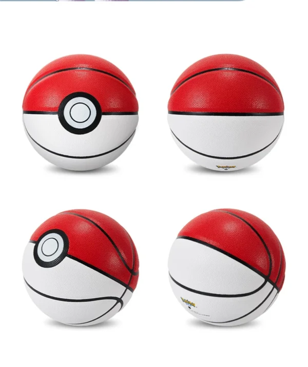 Balón de Baloncesto Pokebola Clásica Blanco y Rojo Talla 7 | 4 Capas, Uso Interior y Exterior