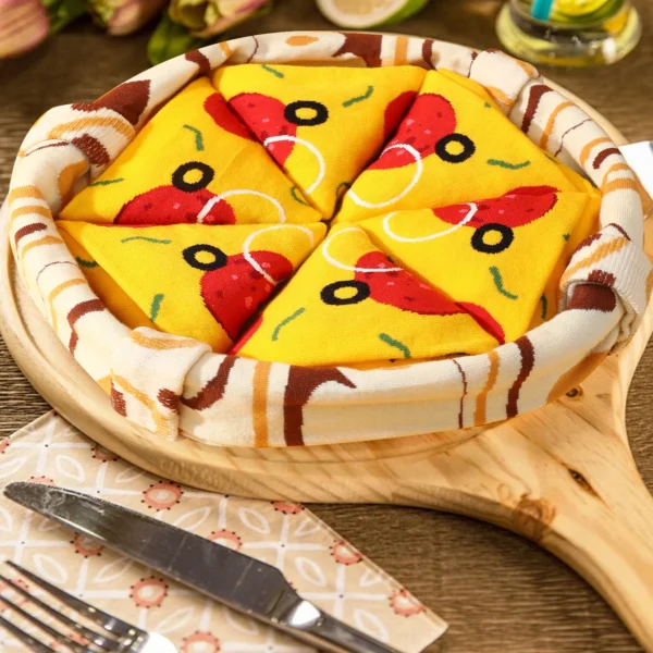 Pack de 4 Calcetas Unisex con Diseño de Pizza 🍕 | Divertidas y Coloridas para Otoño e Invierno