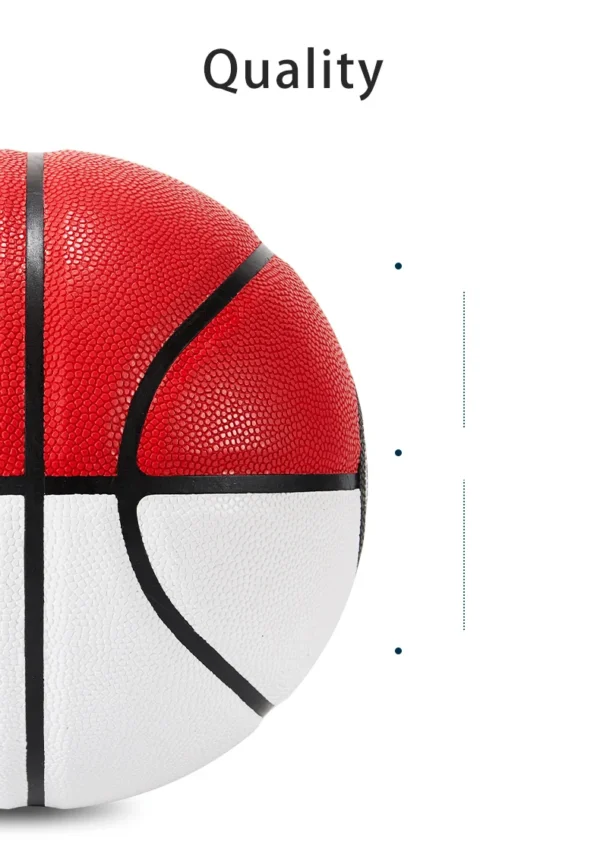 Balón de Baloncesto Pokebola Clásica Blanco y Rojo Talla 7 | 4 Capas, Uso Interior y Exterior