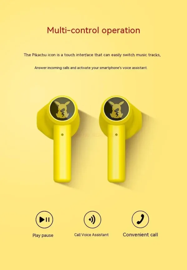 Audífonos Bluetooth Pokémon Pikachu – Edición Especial con Cancelación de Ruido y Micrófono