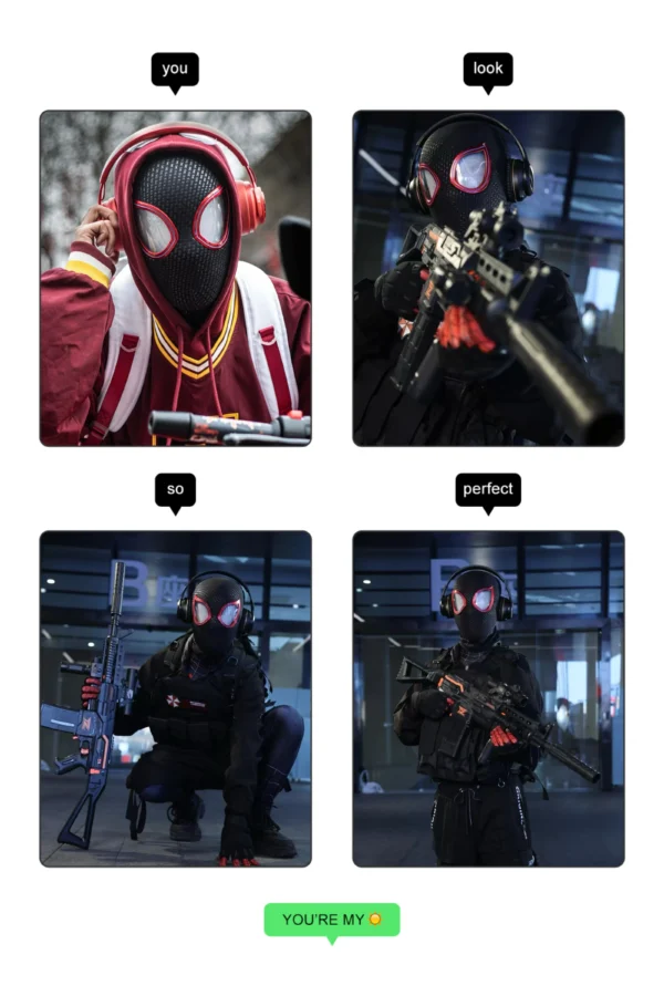 Máscara Electrónica 1:1 Spider-Man “Miles Morales” – Ojos Móviles + Anillo de Control