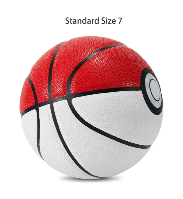 Balón de Baloncesto Pokebola Clásica Blanco y Rojo Talla 7 | 4 Capas, Uso Interior y Exterior
