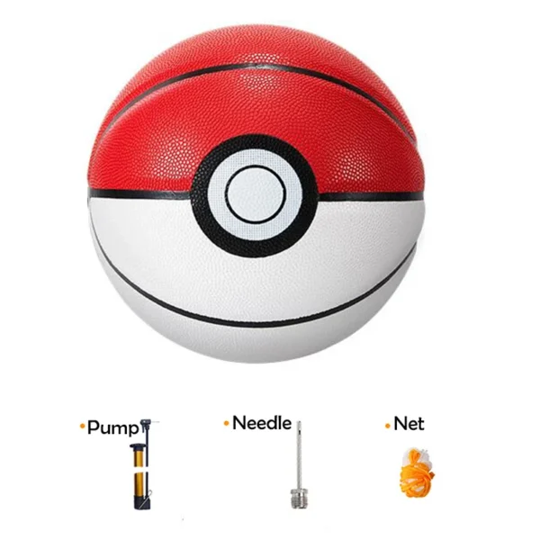 Balón de Baloncesto Pokebola Clásica Blanco y Rojo Talla 7 | 4 Capas, Uso Interior y Exterior