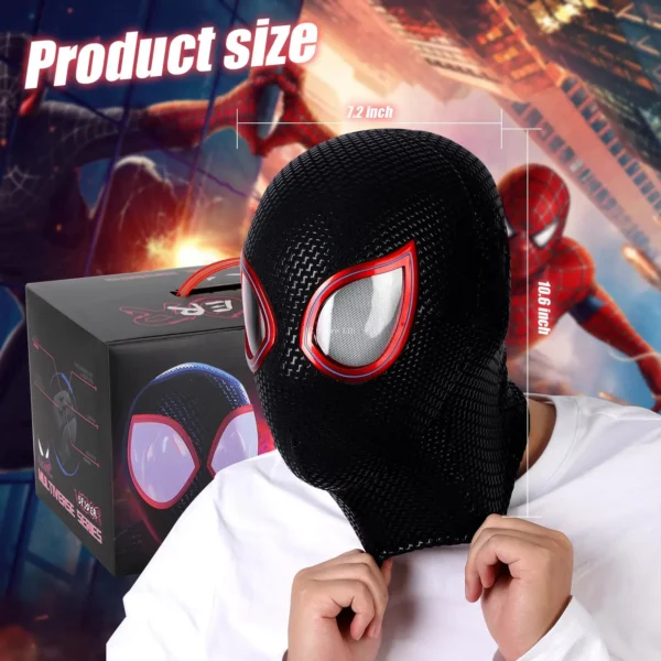 Máscara Electrónica 1:1 Spider-Man “Miles Morales” – Ojos Móviles + Anillo de Control