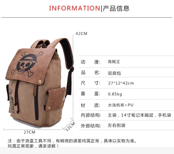 Mochila Escolar Anime “One Piece & Naruto” – Lona