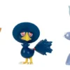 Set de 3 figuras de batalla:Eevee, wartortle, murkrow