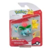 Set de 3 figuras de batalla: Jangmo-o, Ivysaur y pikachu