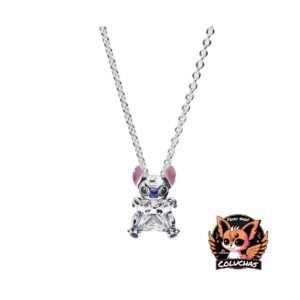 Collar de Plata .925 con Dije de Stitch y Cristal Deslumbrante