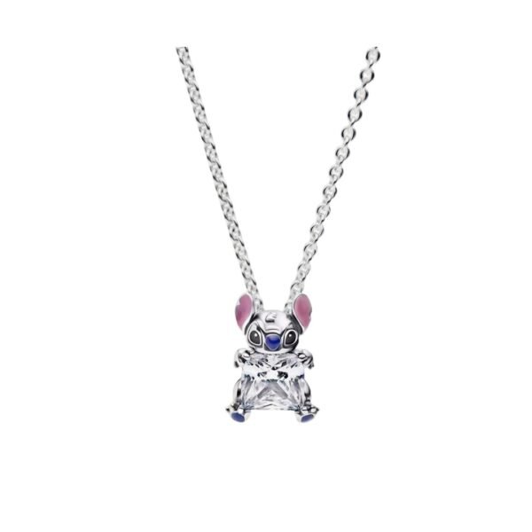 Collar de Plata .925 con Dije de Stitch y Cristal Deslumbrante