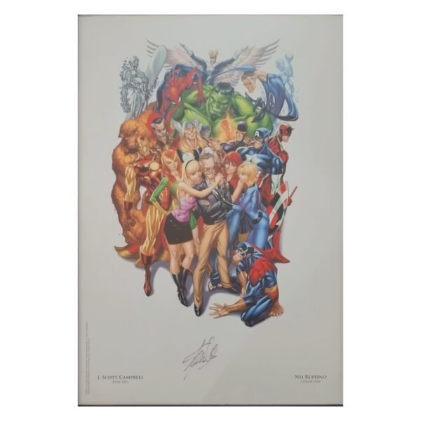 Autógrafo De Stan Lee En Litografía Por J. Scott Campbell AUTOGRAFIADA A MANO (La CONQUE 2017)