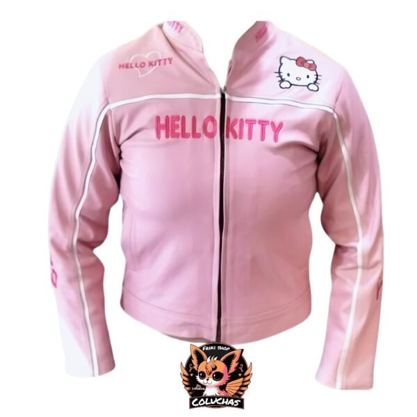 Chamarra de Piel Genuina Hello Kitty - Hecha en León, Gto. (Talla 16 Juvenil)