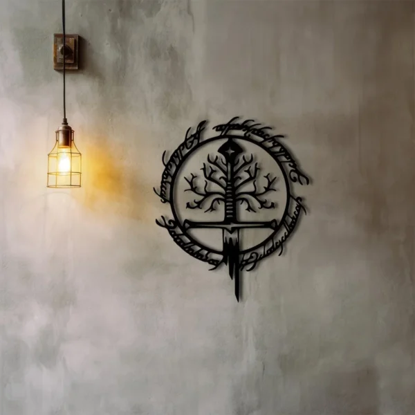 Decoración de Pared Metálica - El Señor de los Anillos (Árbol de Gondor y Andúril)