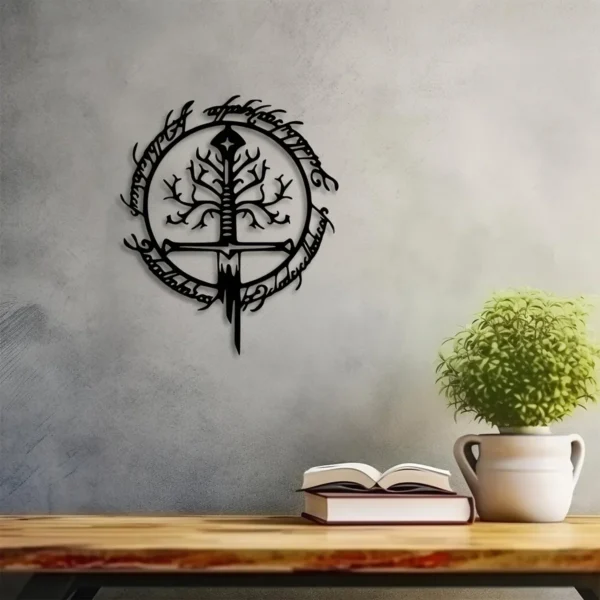 Decoración de Pared Metálica - El Señor de los Anillos (Árbol de Gondor y Andúril)